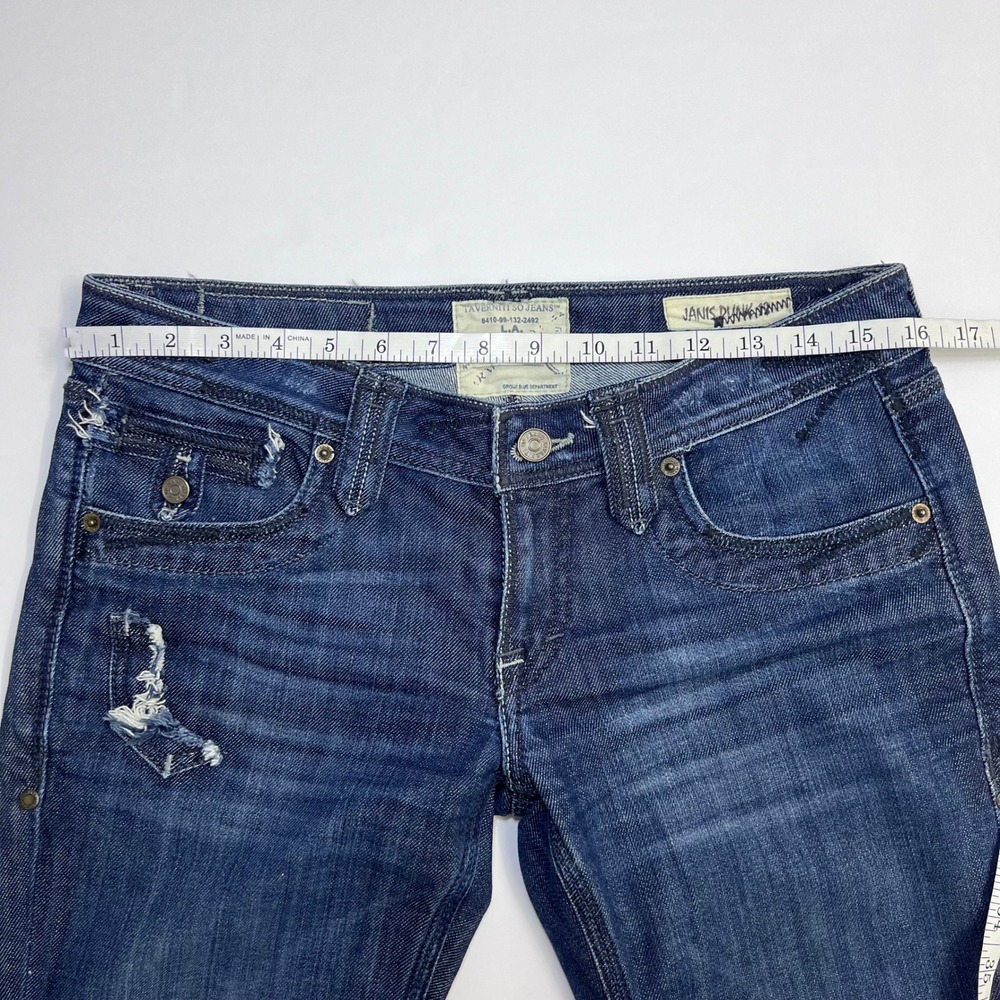 Taverniti So Jeans Janis Punk Women Size 29 Dark Blue Distressed Low Rise Flare - Picture 5 of 13